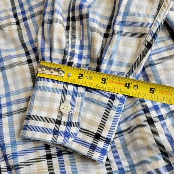 BRIONI Dress Shirt Mens Medium Blue Plaid Cotton Quiet Luxury Made In Italy - Picture 6 of 14